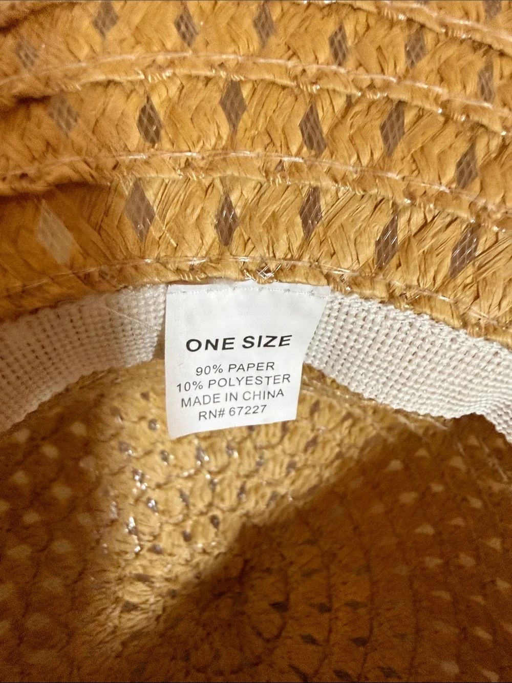 Womens‎ Wide Brim Floppy Straw Sun Hat Tan Open Weave Paper Straw One Size